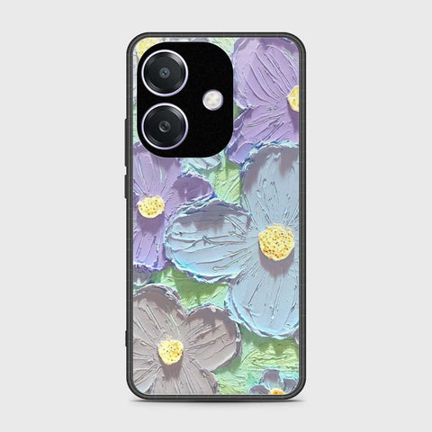 Oppo A3x 5G Cover - Floral Series - Design 1 - Purple & Aqua - HQ Premium Shine Durable Shatterproof Case