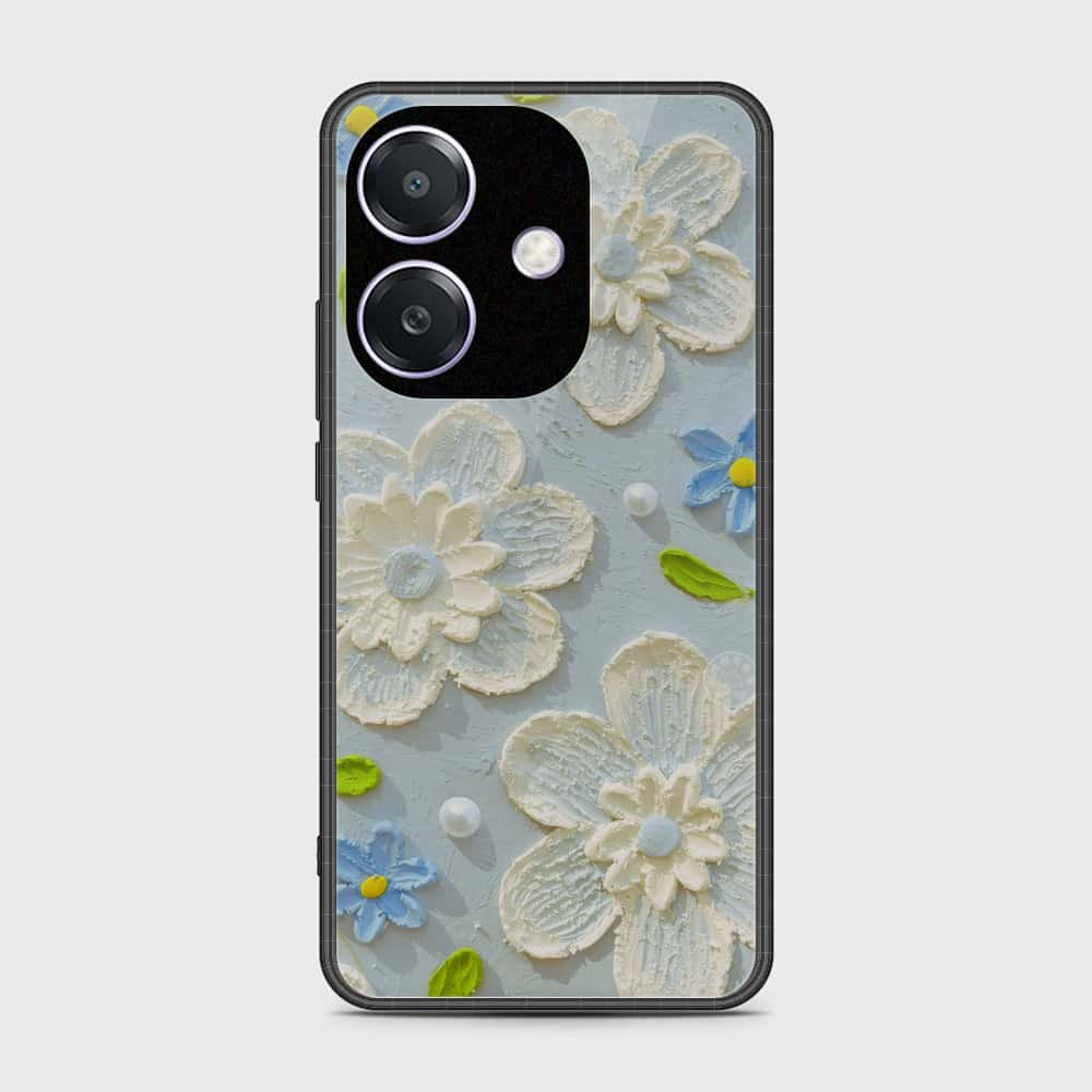 Oppo A3x 5G Cover - Floral Series - Design 3 - Sky Blue - HQ Premium Shine Durable Shatterproof Case