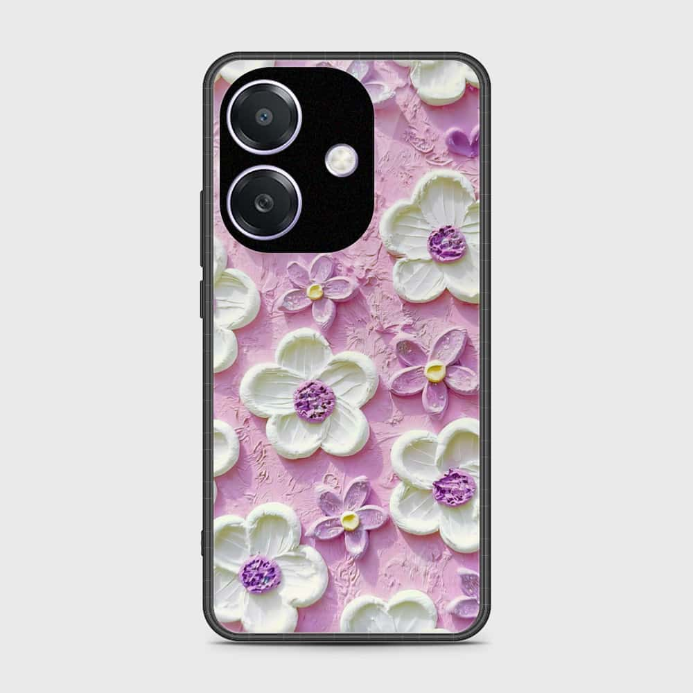 Oppo A3x 5G Cover - Floral Series - Design 4 - Purple & White - HQ Premium Shine Durable Shatterproof Case