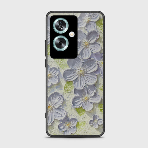 Oppo A79 Cover - Floral Series - Design 12 - Grey & Green - HQ Premium Shine Durable Shatterproof Case