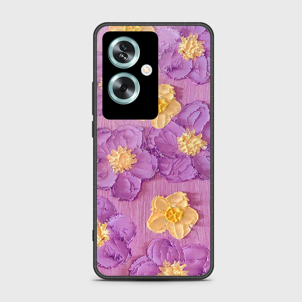 Oppo A79 Cover - Floral Series - Design 8 - Purple & Yellow - HQ Premium Shine Durable Shatterproof Case