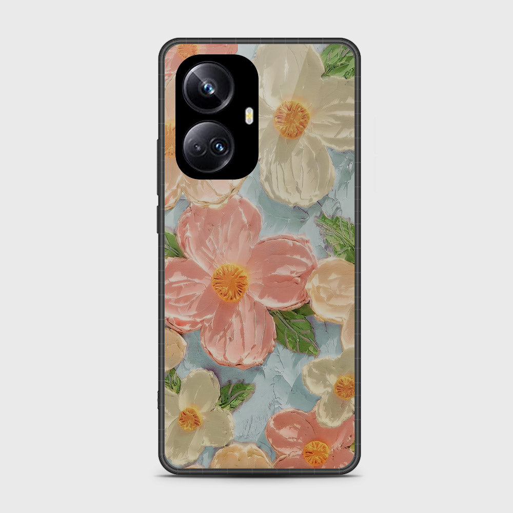 Realme 10 Pro Plus Cover - Floral Series - Design 16 - Cyan & Pink - HQ Premium Shine Durable Shatterproof Case