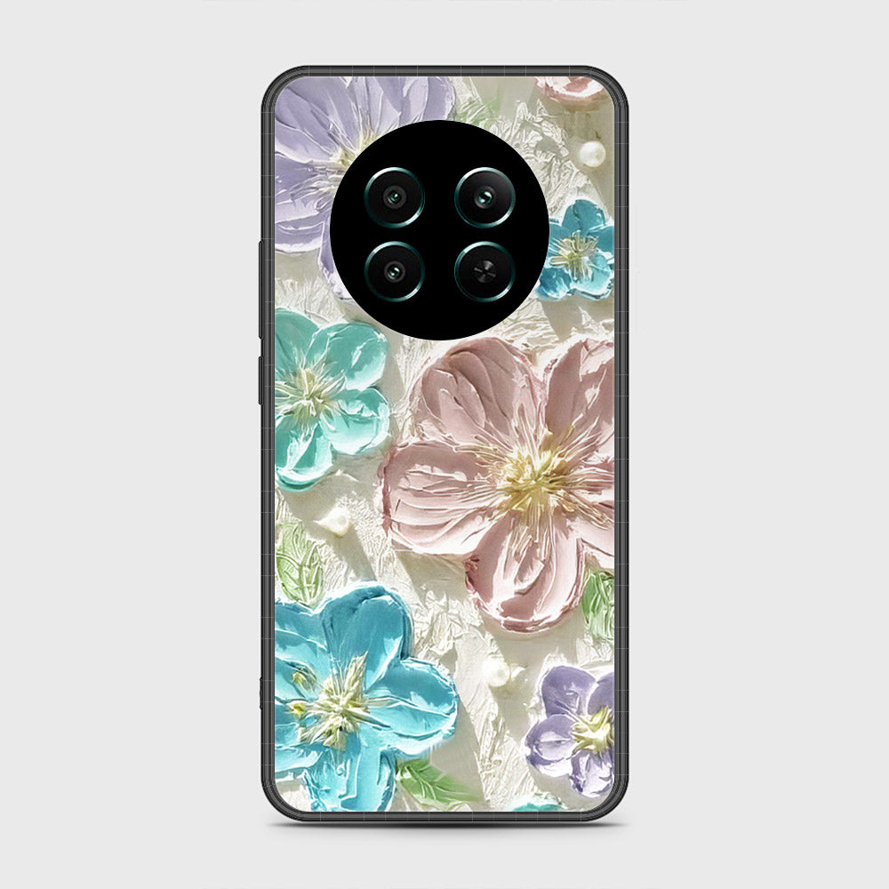 Realme 12 Plus Cover - Floral Series - Design 14 - Blue & Purple - HQ Ultra Shine Premium Infinity Glass Soft Silicon Borders Case