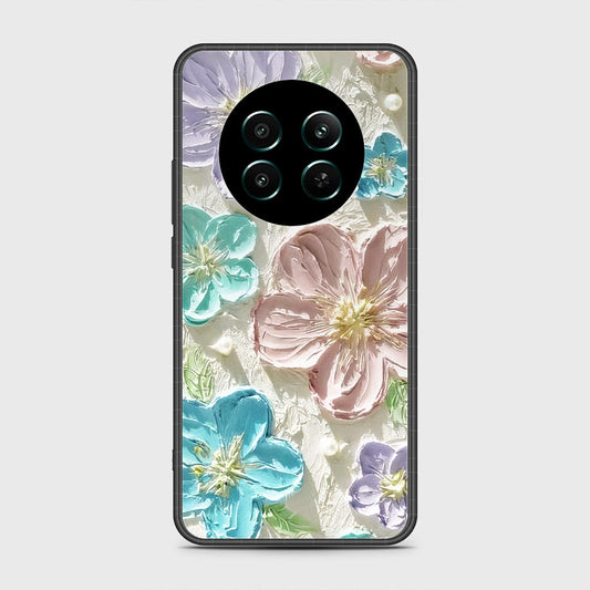 Realme 12 4G Cover - Floral Series - Design 14 - Blue & Purple - HQ Ultra Shine Premium Infinity Glass Soft Silicon Borders Case