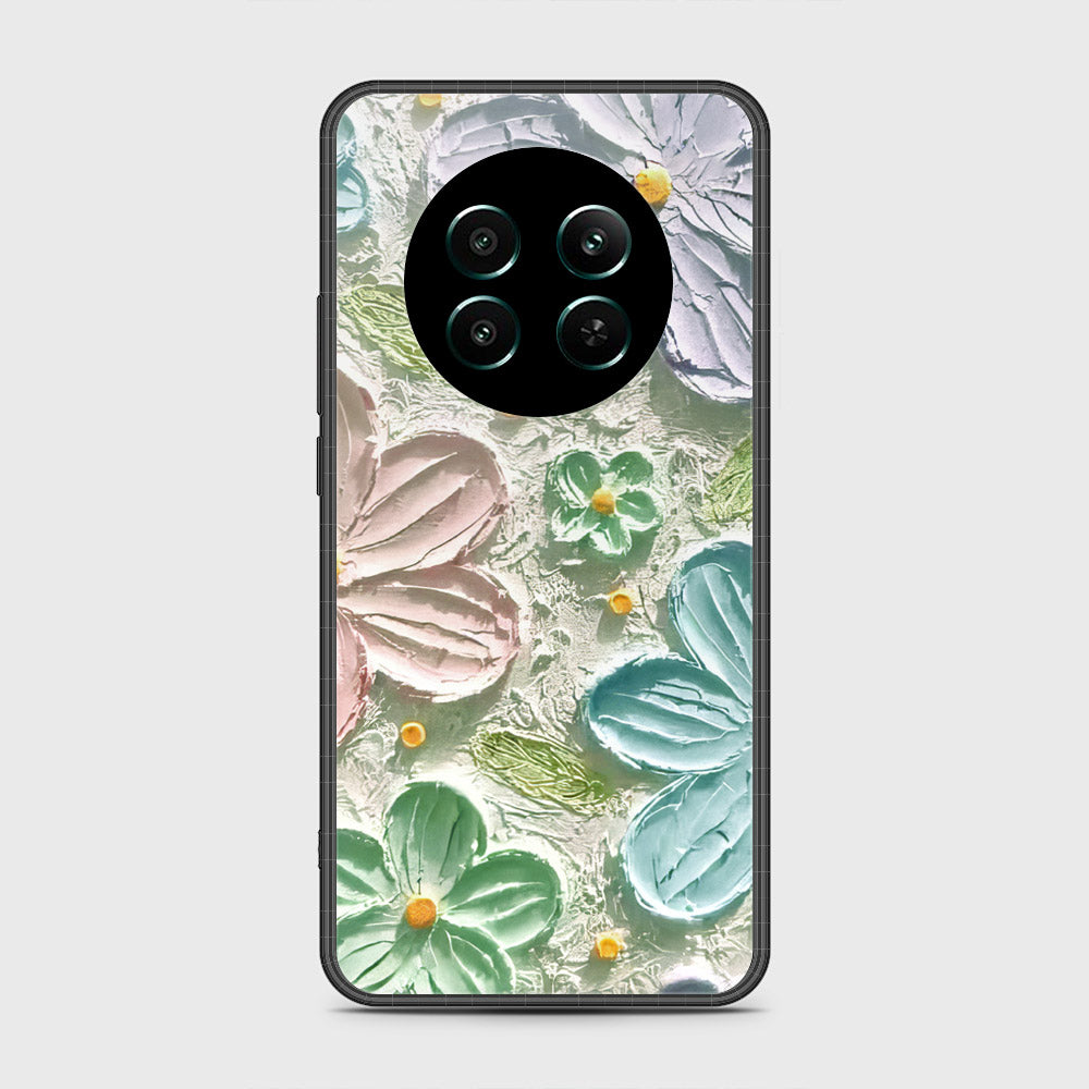 Realme 12 Plus Cover - Floral Series - Design 15 - Blue & Green - HQ Ultra Shine Premium Infinity Glass Soft Silicon Borders Case