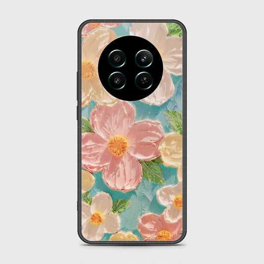 Realme 12 4G Cover - Floral Series - Design 16 - Cyan & Pink - HQ Ultra Shine Premium Infinity Glass Soft Silicon Borders Case