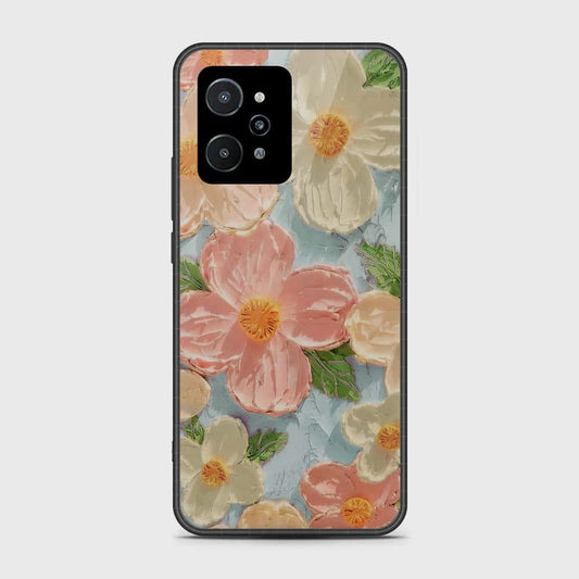 Realme C31 Cover - Floral Series - Design 16 - Cyan & Pink - HQ Premium Shine Durable Shatterproof Case