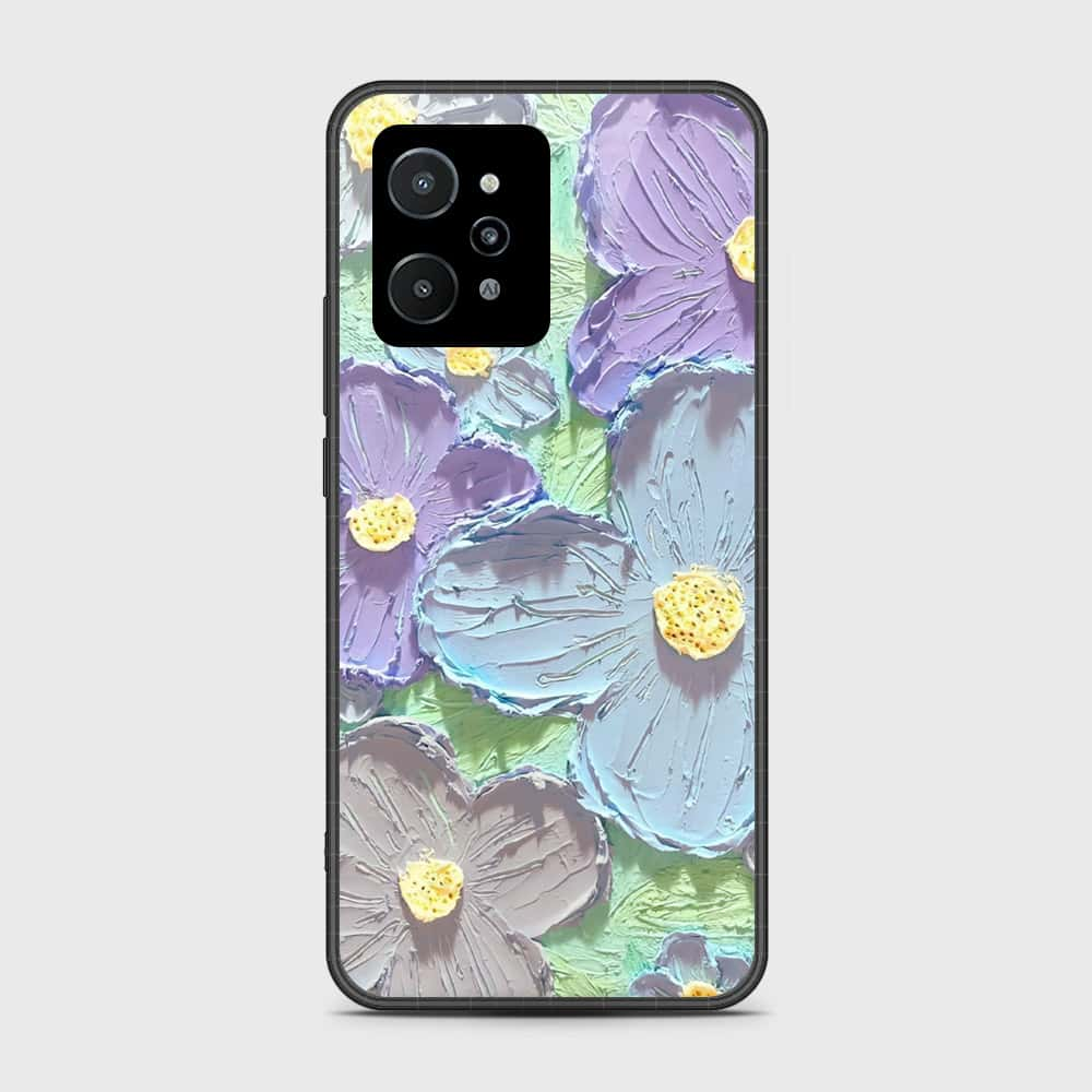 Realme C31 Cover - Floral Series - Design 1 - Purple & Aqua - HQ Premium Shine Durable Shatterproof Case