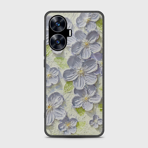 Realme C55 Cover - Floral Series - Design 12 - Grey & Green - HQ Premium Shine Durable Shatterproof Case