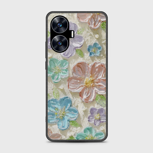 Realme C55 Cover - Floral Series - Design 14 - Blue & Purple - HQ Premium Shine Durable Shatterproof Case