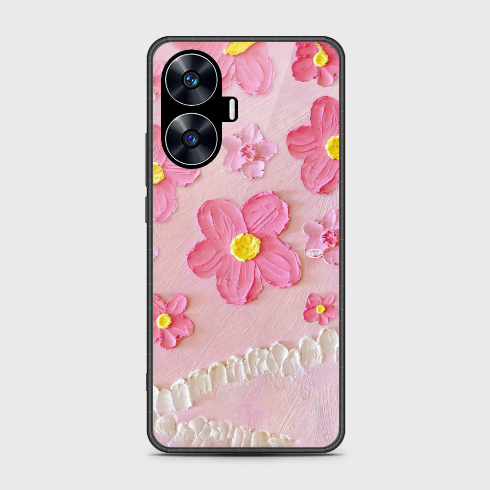 Realme C55 Cover - Floral Series - Design 2 - Pink - HQ Premium Shine Durable Shatterproof Case