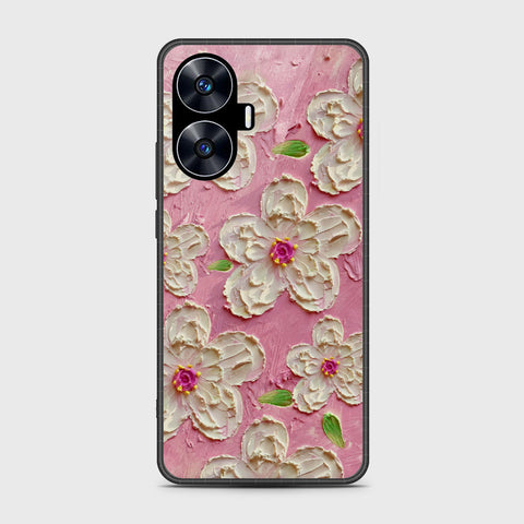 Realme C55 Cover - Floral Series - Design 5 - Pink & White - HQ Premium Shine Durable Shatterproof Case