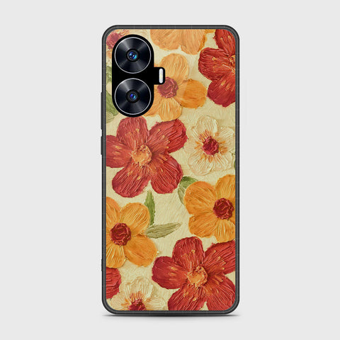 Realme C55 Cover - Floral Series - Design 6 - Red & Orange - HQ Premium Shine Durable Shatterproof Case