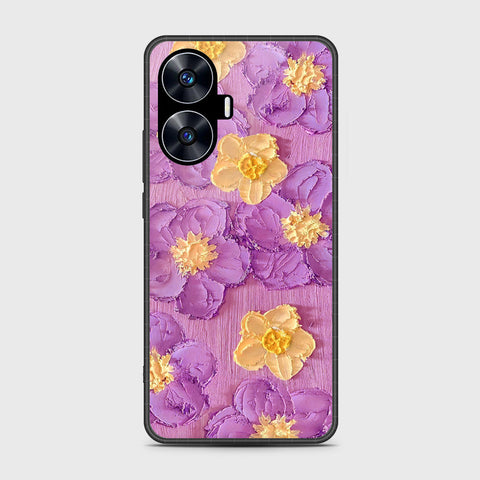 Realme C55 Cover - Floral Series - Design 8 - Purple & Yellow - HQ Premium Shine Durable Shatterproof Case