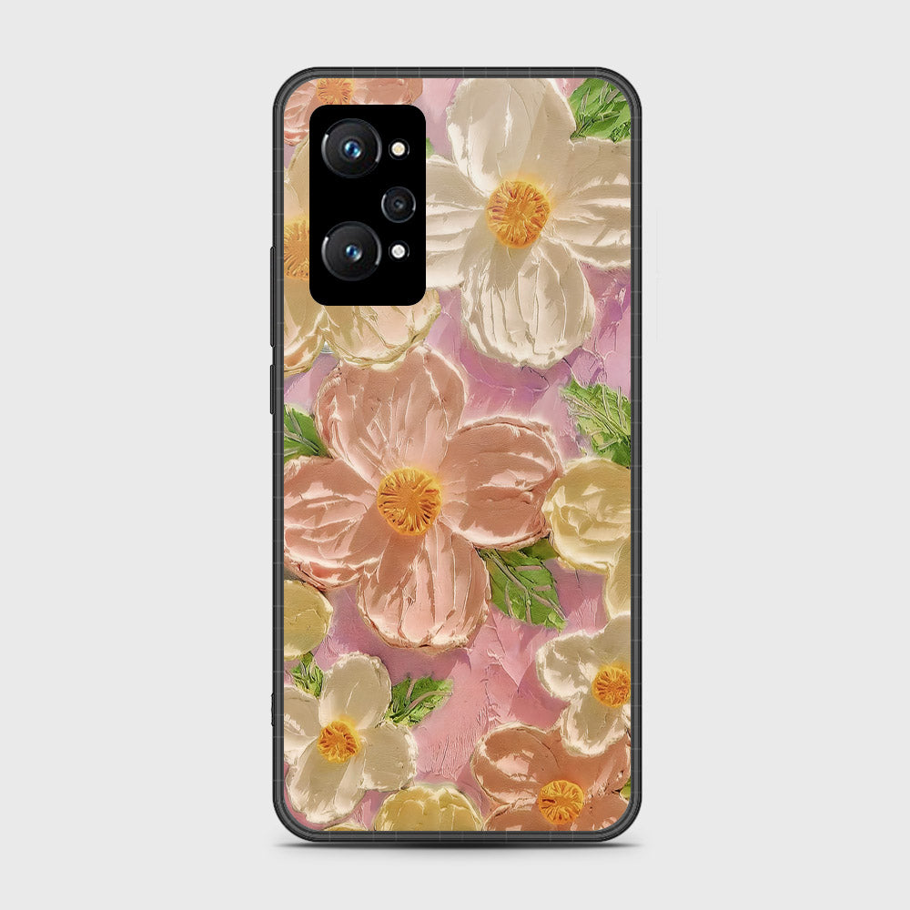 Realme GT Neo 2 Cover - Floral Series - Design 11 - White & Green - HQ Premium Shine Durable Shatterproof Case