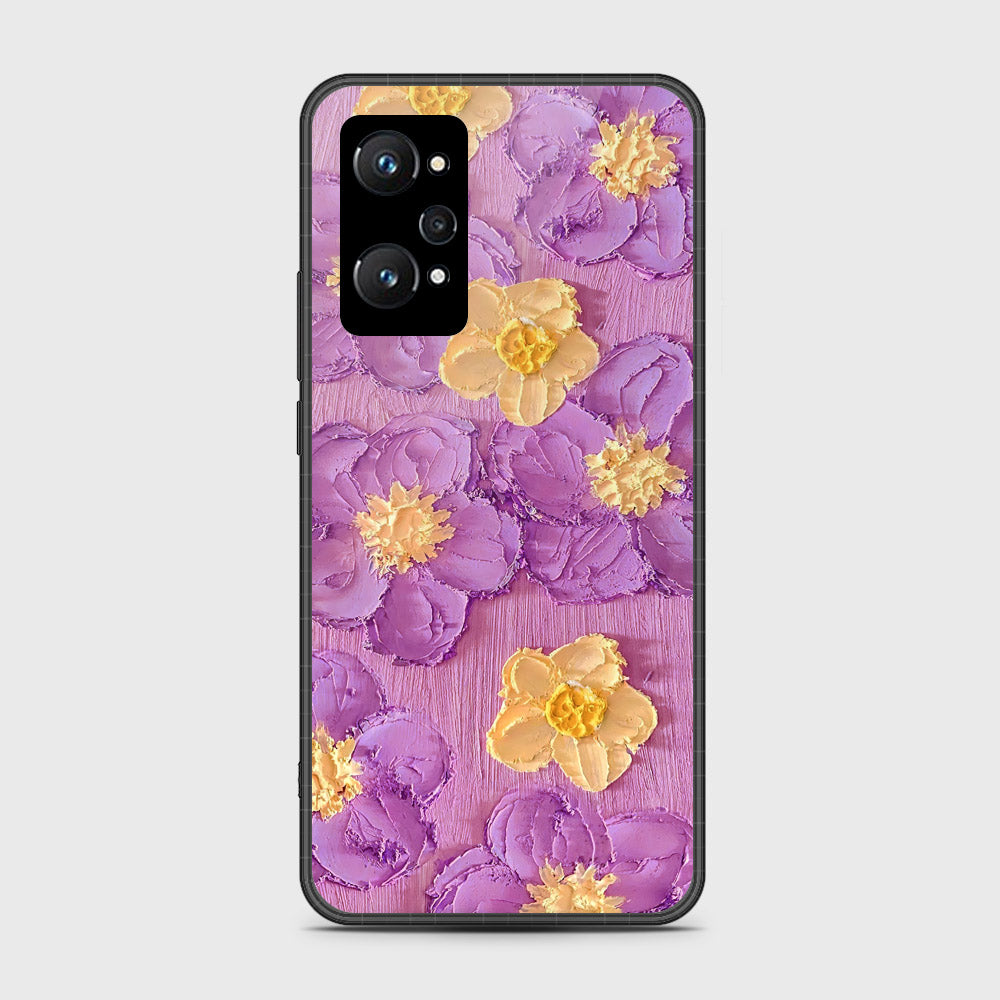 Realme GT Neo 2 Cover - Floral Series - Design 8 - Purple & Yellow - HQ Premium Shine Durable Shatterproof Case