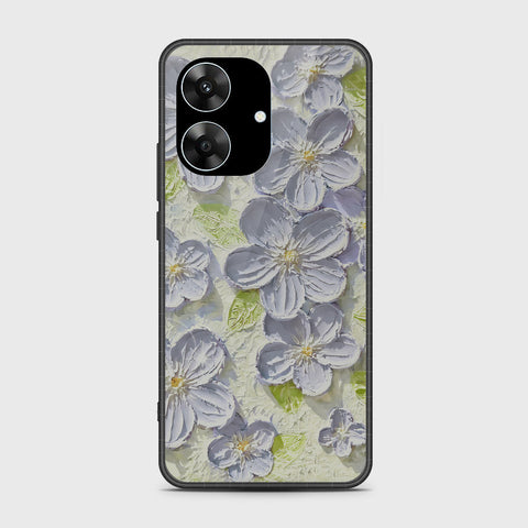 Realme Narzo N61 Cover - Floral Series - Design 12 - Grey & Green - HQ Premium Shine Durable Shatterproof Case