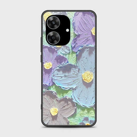 Realme Narzo N61 Cover - Floral Series - Design 1 - Purple & Aqua - HQ Premium Shine Durable Shatterproof Case