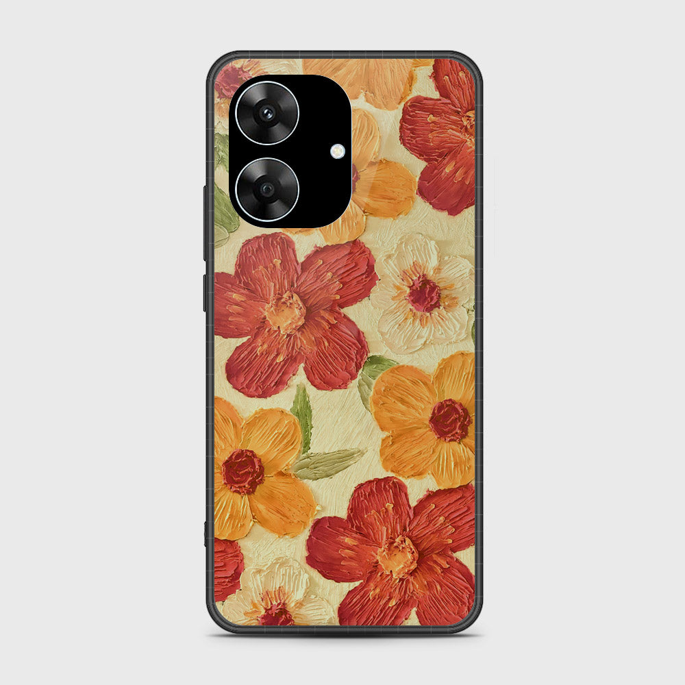 Realme Note 60 Cover - Floral Series - Design 6 - Red & Orange - HQ Premium Shine Durable Shatterproof Case