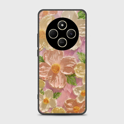 Xiaomi Poco C75 Cover - Floral Series - Design 11 - White & Green - HQ Premium Shine Durable Shatterproof Case