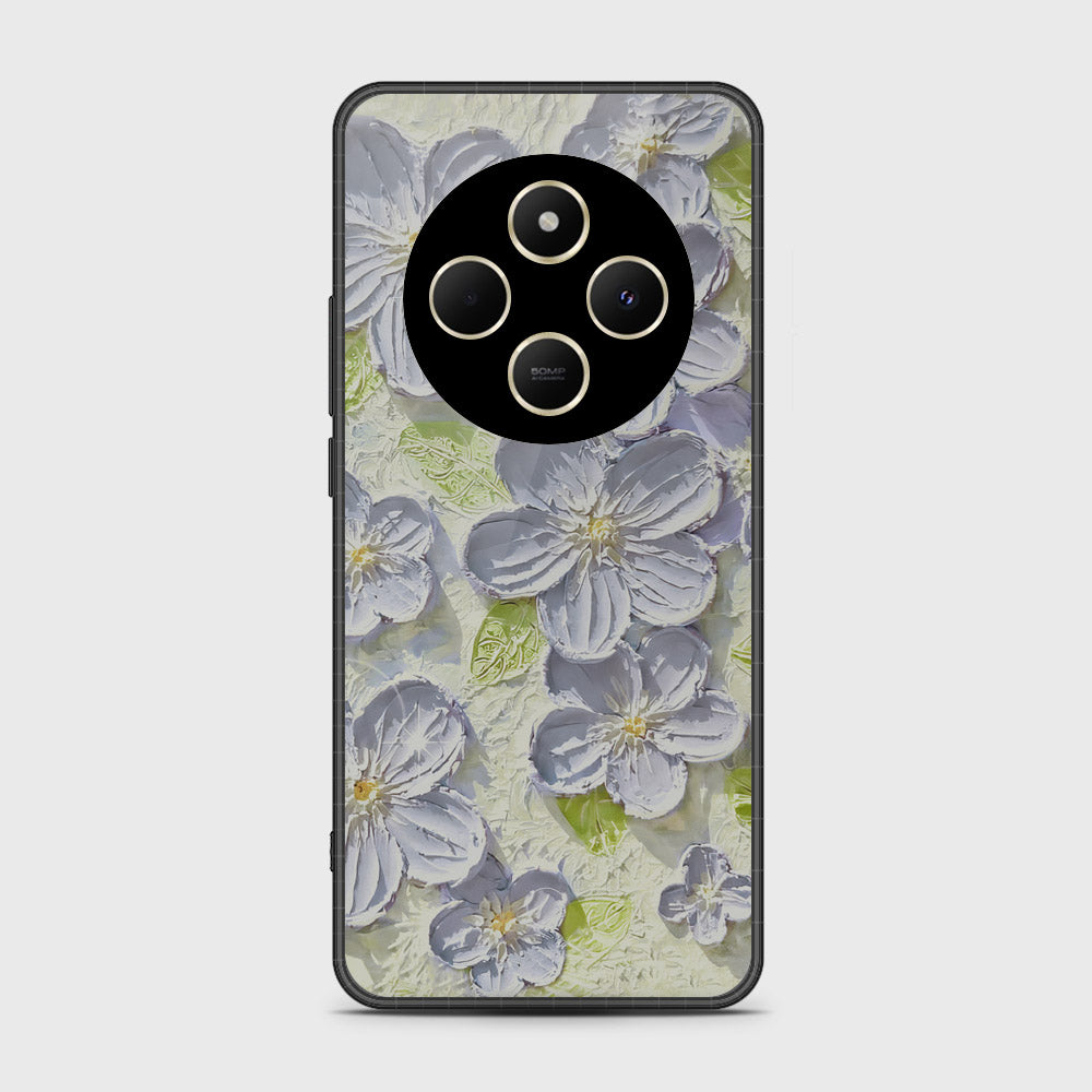 Xiaomi Redmi 14R Cover - Floral Series - Design 12 - Grey & Green - HQ Premium Shine Durable Shatterproof Case