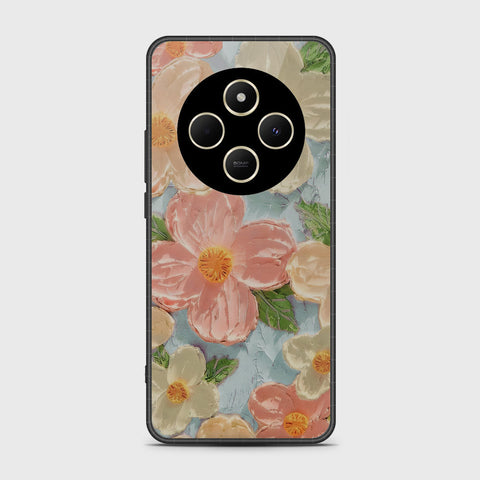 Xiaomi Poco C75 Cover - Floral Series - Design 16 - Cyan & Pink - HQ Premium Shine Durable Shatterproof Case