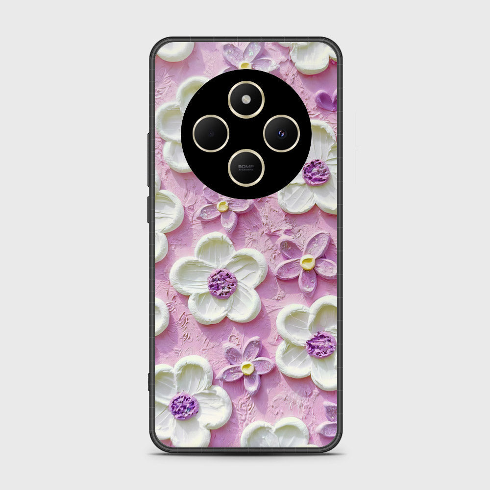 Xiaomi Redmi 14R Cover - Floral Series - Design 4 - Purple & White - HQ Premium Shine Durable Shatterproof Case