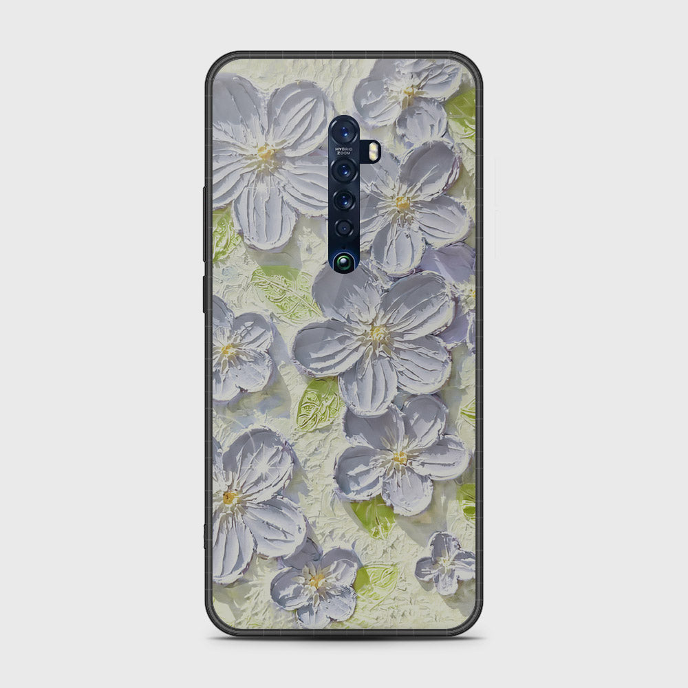 Oppo Reno 2 Cover - Floral Series - Design 12 - Grey & Green - HQ Premium Shine Durable Shatterproof Case