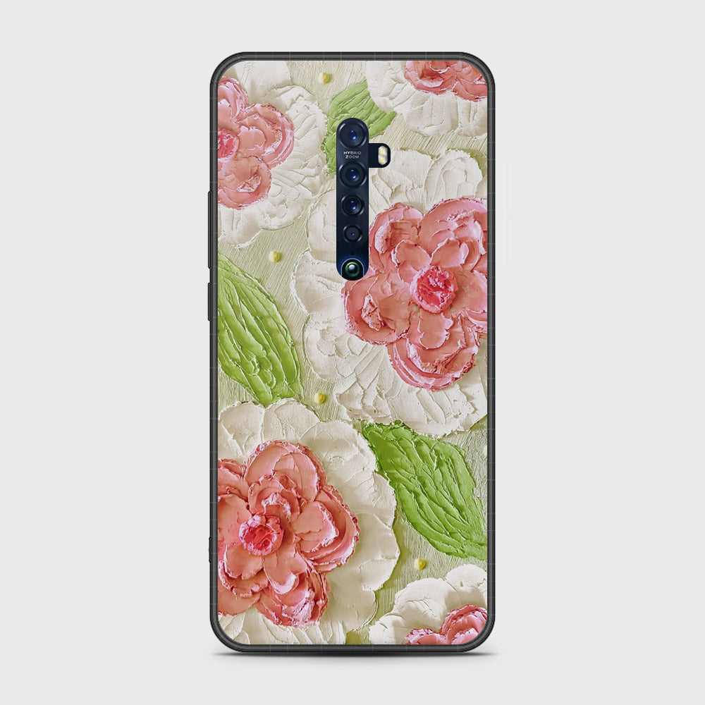 Oppo Reno 2 Cover - Floral Series - Design 13 - Offwhite & Green - HQ Premium Shine Durable Shatterproof Case