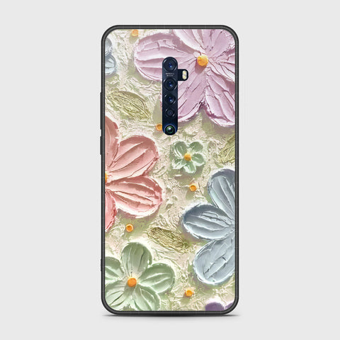 Oppo Reno 2 Cover - Floral Series - Design 15 - Blue & Green - HQ Premium Shine Durable Shatterproof Case