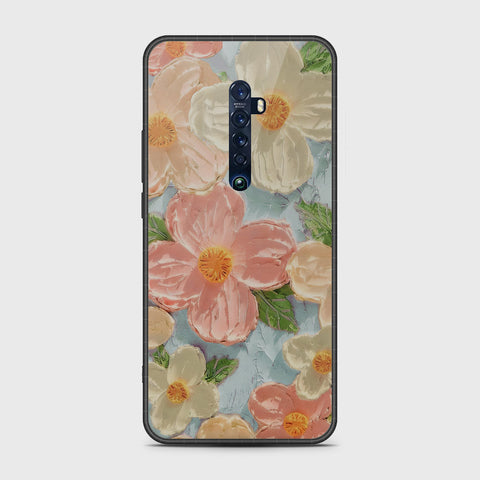 Oppo Reno 2 Cover - Floral Series - Design 16 - Cyan & Pink - HQ Premium Shine Durable Shatterproof Case