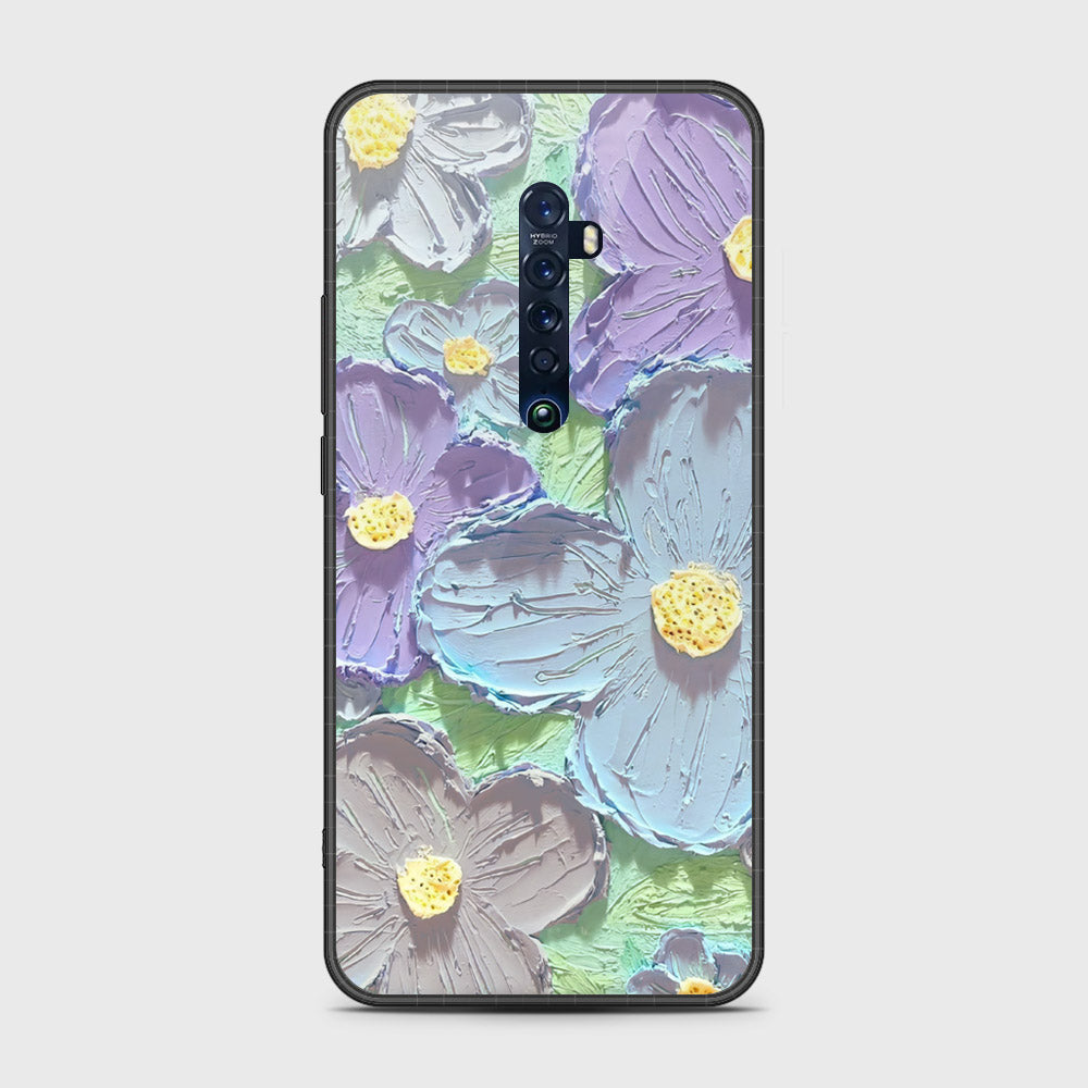 Oppo Reno 2 Cover - Floral Series - Design 1 - Purple & Aqua - HQ Premium Shine Durable Shatterproof Case