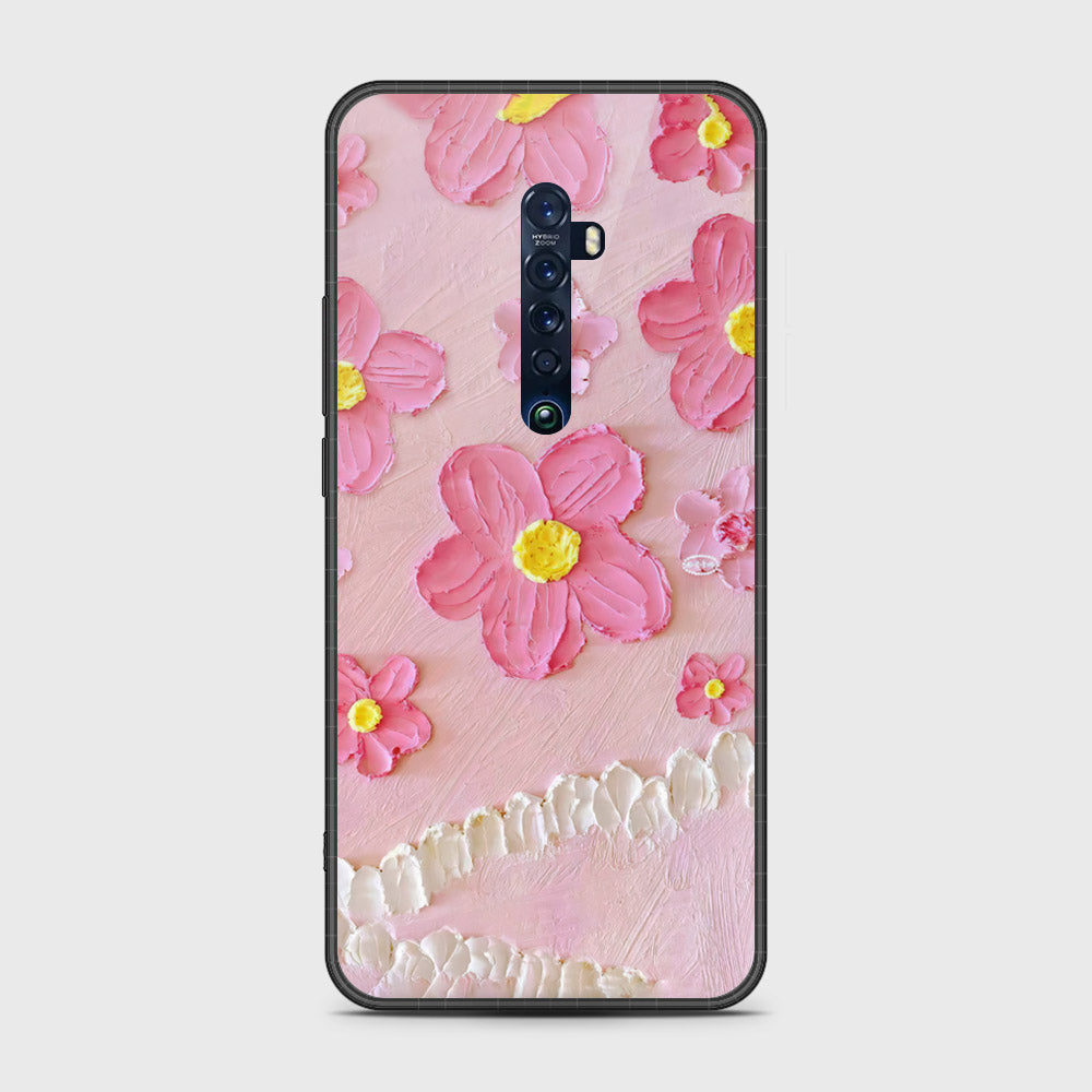 Oppo Reno 2 Cover - Floral Series - Design 2 - Pink - HQ Premium Shine Durable Shatterproof Case