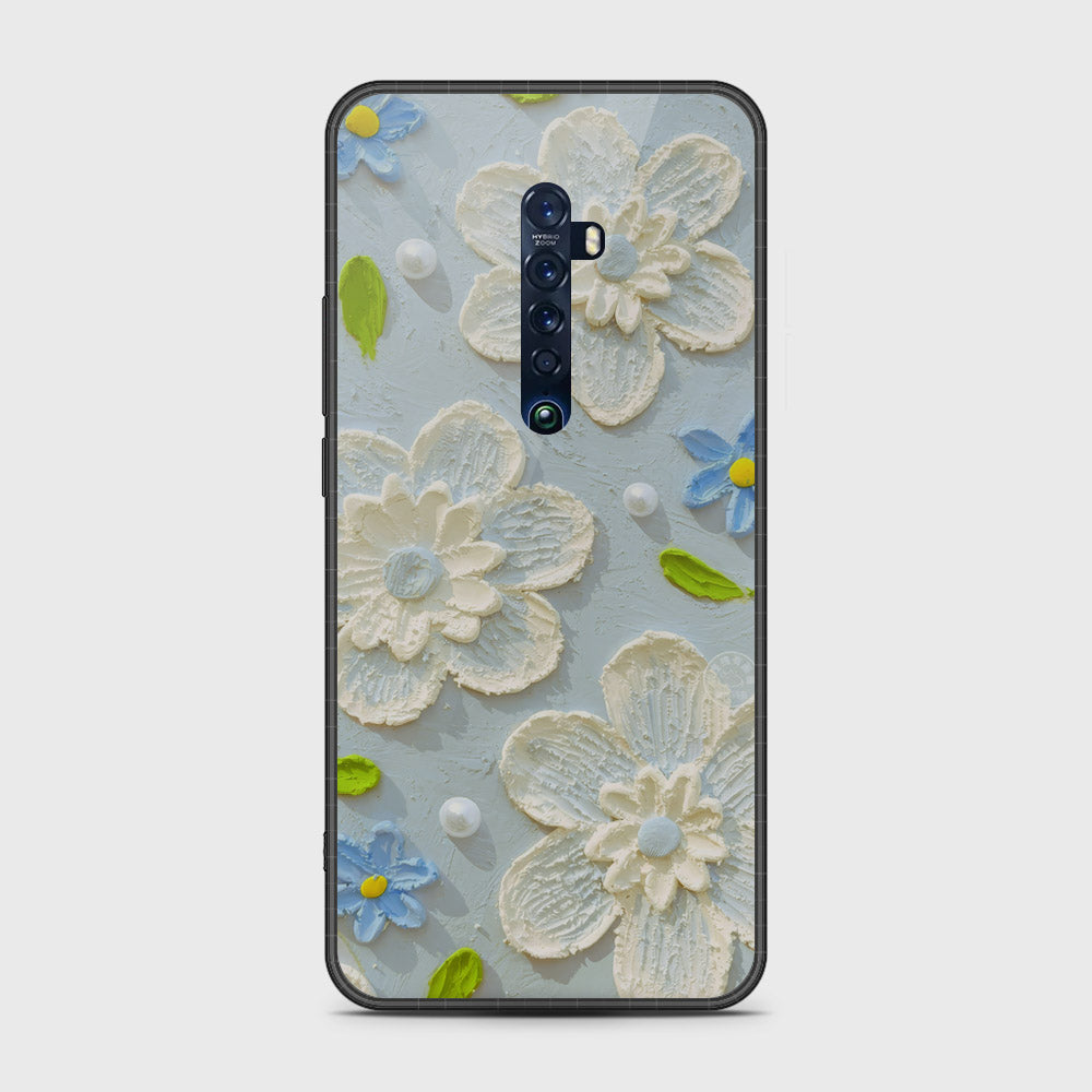 Oppo Reno 2 Cover - Floral Series - Design 3 - Sky Blue - HQ Premium Shine Durable Shatterproof Case