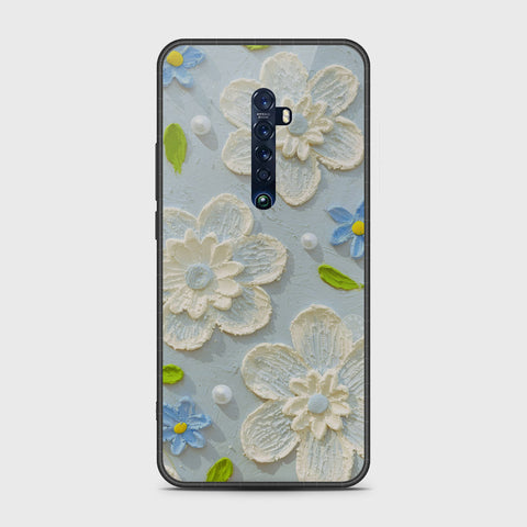 Oppo Reno 2 Cover - Floral Series - Design 3 - Sky Blue - HQ Premium Shine Durable Shatterproof Case