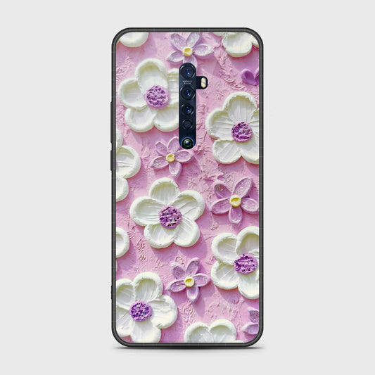 Oppo Reno 2 Cover - Floral Series - Design 4 - Purple & White - HQ Premium Shine Durable Shatterproof Case