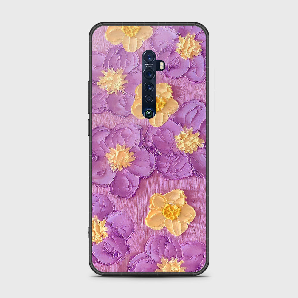 Oppo Reno 2 Cover - Floral Series - Design 8 - Purple & Yellow - HQ Premium Shine Durable Shatterproof Case