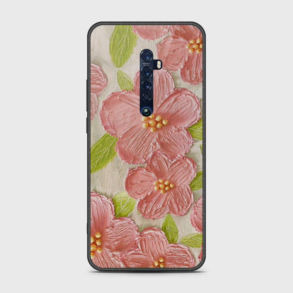 Oppo Reno 2 Cover - Floral Series - Design 9 - Pink & Green - HQ Premium Shine Durable Shatterproof Case