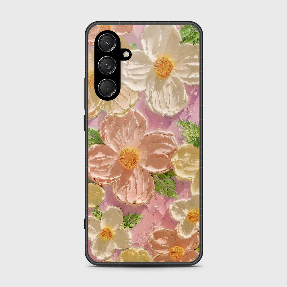 Samsung Galaxy M15 Cover - Floral Series - Design 11 - White & Green - HQ Premium Shine Durable Shatterproof Case