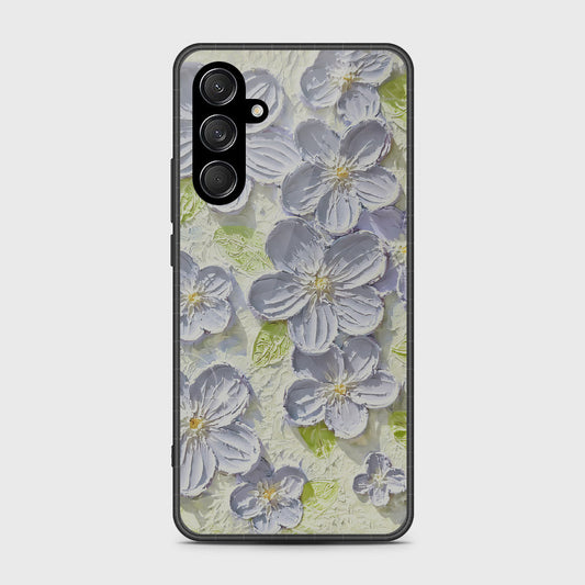 Samsung Galaxy M55 Cover - Floral Series - Design 12 - Grey & Green - HQ Premium Shine Durable Shatterproof Case