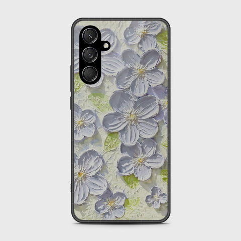 Samsung Galaxy M55 Cover - Floral Series - Design 12 - Grey & Green - HQ Premium Shine Durable Shatterproof Case