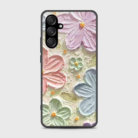 Samsung Galaxy M35 Cover - Floral Series - Design 15 - Blue & Green - HQ Premium Shine Durable Shatterproof Case