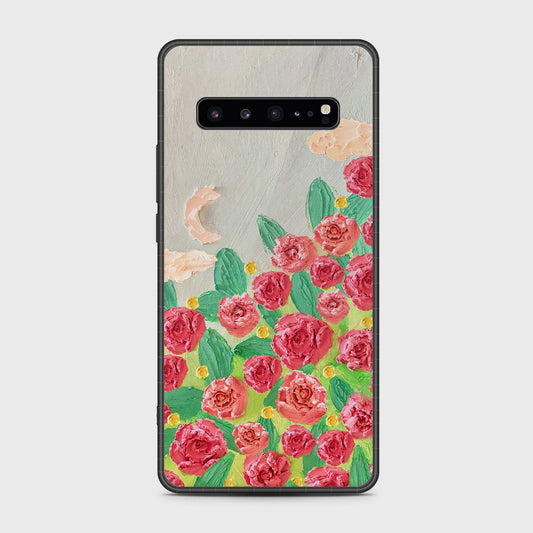 Samsung Galaxy S10 5G Cover - Floral Series - Design 10 - Red & Green - HQ Premium Shine Durable Shatterproof Case