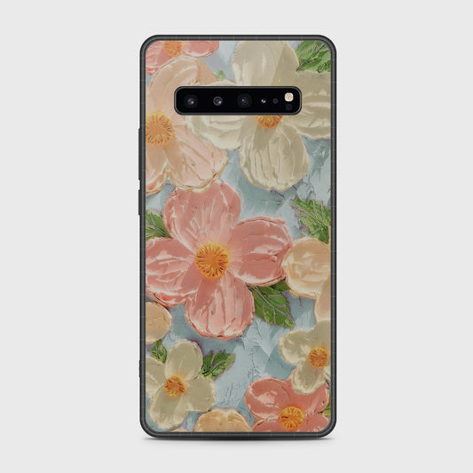 Samsung Galaxy S10 5G Cover - Floral Series - Design 16 - Cyan & Pink - HQ Premium Shine Durable Shatterproof Case