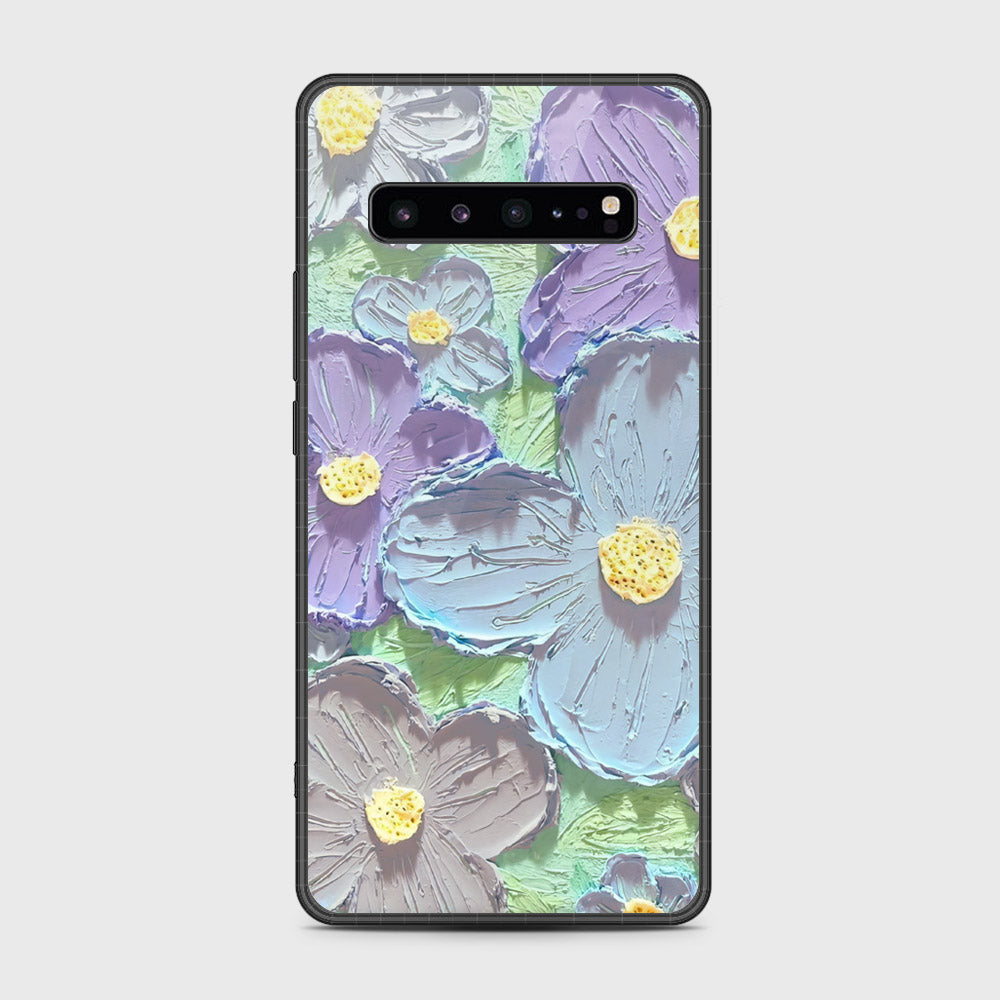 Samsung Galaxy S10 5G Cover - Floral Series - Design 1 - Purple & Aqua - HQ Premium Shine Durable Shatterproof Case