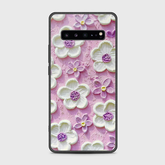 Samsung Galaxy S10 5G Cover - Floral Series - Design 4 - Purple & White - HQ Premium Shine Durable Shatterproof Case