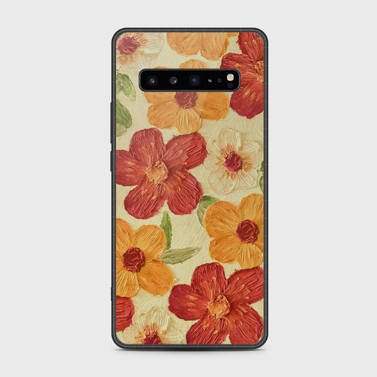 Samsung Galaxy S10 5G Cover - Floral Series - Design 6 - Red & Orange - HQ Premium Shine Durable Shatterproof Case