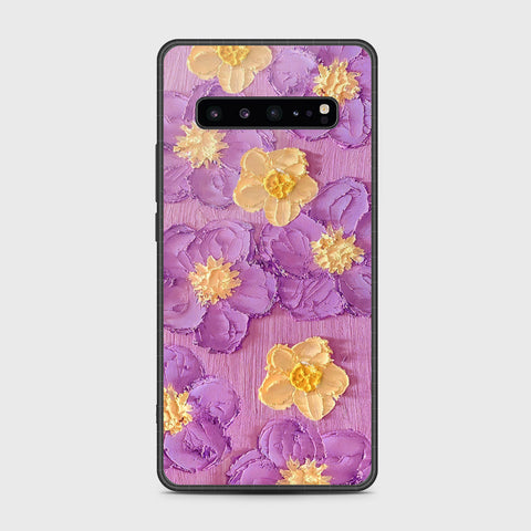 Samsung Galaxy S10 5G Cover - Floral Series - Design 8 - Purple & Yellow - HQ Premium Shine Durable Shatterproof Case