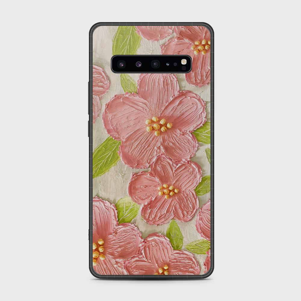 Samsung Galaxy S10 5G Cover - Floral Series - Design 9 - Pink & Green - HQ Premium Shine Durable Shatterproof Case