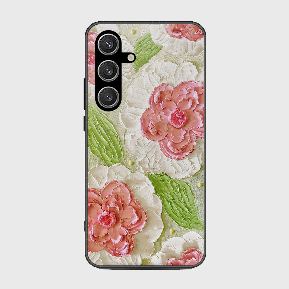 Samsung Galaxy S25 Cover - Floral Series - Design 13 - Offwhite & Green - HQ Premium Shine Durable Shatterproof Case